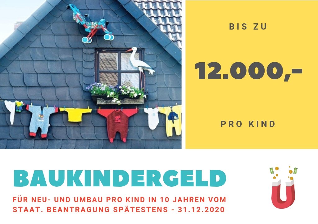 Baukindergeld beantragen und Zuschüsse von 12.000€ pro Kind erhalten!